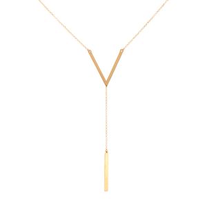 Gargantilha Gravata V Ouro 18k 750