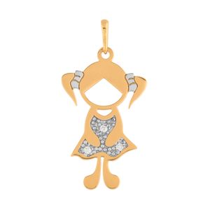 Pingente Menina com Diamantes Ouro 18k 750