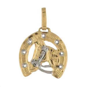 Pingente Ferradura Bicolor Ouro 18k 750