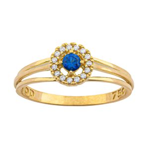 Anel Formatura Safira e Diamantes Ouro 18k 750