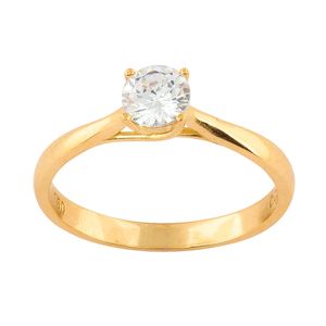 Anel Solitário com Zircônia 5mm Ouro 18k 750