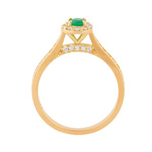 Anel Chuveiro Esmeralda e Diamantes Ouro 18k 750