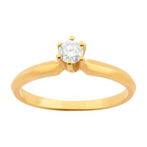 Anel Solitário Com Diamante 0,40 ct Ouro 18k 750