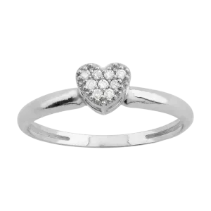 Anel Chuveiro Coração com Diamantes Ouro Branco 18k 750