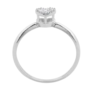 Anel Chuveiro Coração com Diamantes Ouro Branco 18k 750
