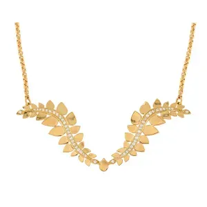 Gargantilha Folhas com Diamantes Ouro 18k 750