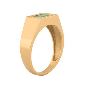 Anel Formatura Masculino Esmeralda Sintética Ouro 18k 750