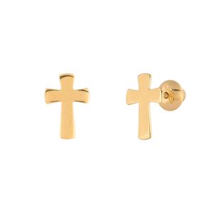 Brinco Infantil Cruz Ouro 18k 750