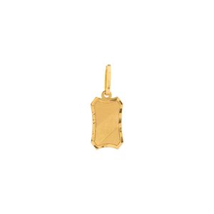 Pingente Placa Diamantado Fosco e Liso Ouro 18k 750