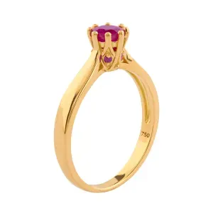 Anel Solitário Rubis Ouro 18k 750