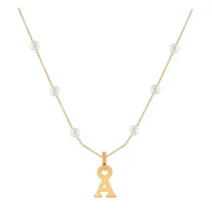 Gargantilha Pérolas Letra A Ouro 18k 750