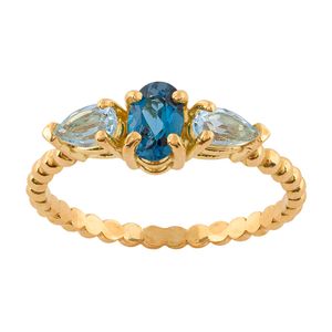 Anel Esferas Topázio London e Suiço Ouro 18k 750
