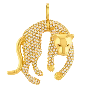 Pingente Onça com Zircônias Incolor e Espinélios Ouro 18k 750